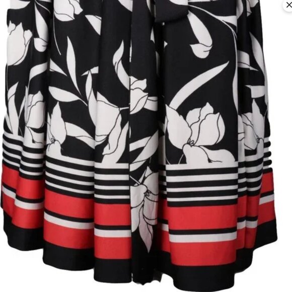 NWT Soho Apparel Black & White Floral Print Dress Cocktail Belted Pleated Skirt - Picture 7 of 8